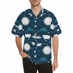 Sheep Playing Could Moon Pattern Mens All Over Print Hawaiian Shirt  - Thelegend59