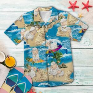 Sheep Summer Vacation Blue Awesome Design Hawaiian Shirt For Men Women  - Thelegend59