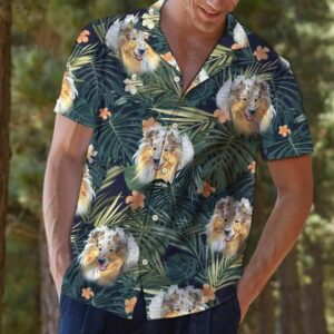 Shetland Sheepdog Tropical Plants Green Nice Design Hawaiian Shirt For Men Women  - Thelegend59