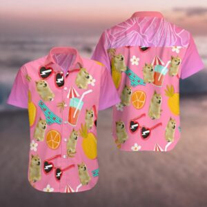 Shiba Inu Pink Unique Design Hawaiian Shirt For Men Women  - Thelegend59