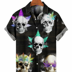 Shiny Smoking Skull Hawaiian Shirt - For Men And Women - Kids  - Thelegend59