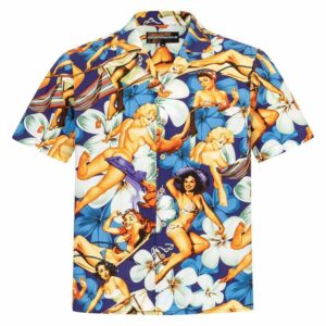 Hawaiian Shirtsexy Girlhawaiian Shirts Retro Tropical Blue Hawaiian Aloha Hawaiian Shirts  - Thelegend59