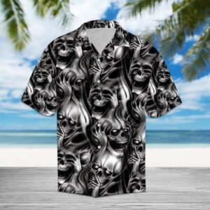 Hawaiian Shirtsmoking Hawaiian Shirtskull Black White Hawaiian Aloha Hawaiian Shirts  - Thelegend59