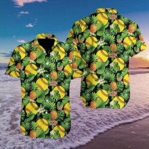 Hawaiian Shirtsoftball Pineapple Tropical Hawaiian Aloha Hawaiian Shirts  - Thelegend59