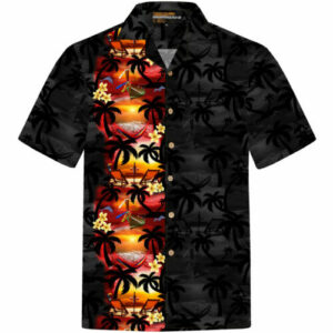 Short Sleeve Summer Beach Hawaiian Shirt - Black -Ahw300722-3  - Thelegend59