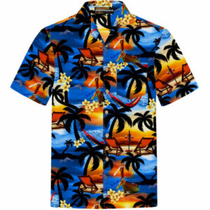 Short Sleeve Summer Beach Hawaiian Shirt - Blue Sunset -Ahw300722-7  - Thelegend59