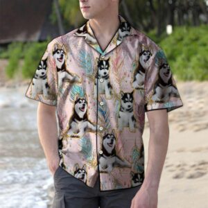 Siberian Husky Boho Feather Pink Nice Design Hawaiian Shirt For Men Women  - Thelegend59
