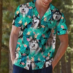 Siberian Husky Tropical Blue Unique Design Hawaiian Shirt For Men Women  - Thelegend59