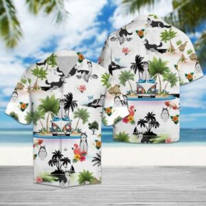 Siberian Husky Vacation  White Nice Design Unisex Hawaiian Shirt  - Thelegend59