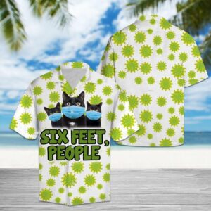 Six Feet Black Cat Green Best Design Hawaiian Shirt For Men Women  - Thelegend59