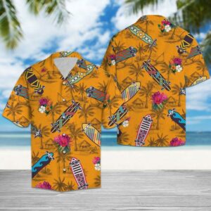 Skateboard Tropical Flowers Hawaiian Shirt For Men Women  - Thelegend59