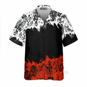Skeleton Colorblock Print Hawaiian Shirt - For Men And Women - Kids  - Thelegend59