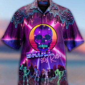 Skull 80S Retro Hawaiian Aloha Hawaiian Shirtss Happy Halloween  - Thelegend59
