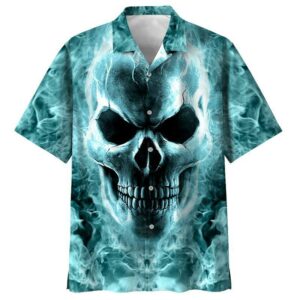 Skull Blue High Quality Unisex Hawaiian Shirt  - Thelegend59