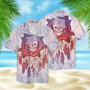 Skull And Flower In Wonderland 3D Hawaiian Shirt  - Thelegend59
