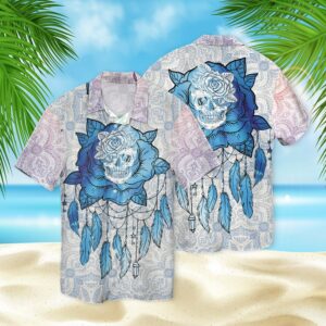 Skull And Flower In Wonderland 3D Hawaiian Shirt Sk  - Thelegend59