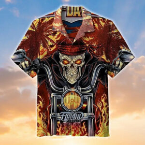Skull Biker Born To Ride Awesome Hawaiian Graphic Print Short Sleeve Hawaiian Shirt  - Thelegend59