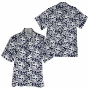 Skull Black White Awesome Design Unisex Hawaiian Shirt  - Thelegend59