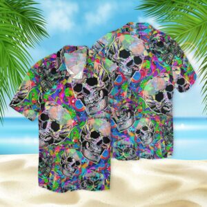Skull Colorful 3D Hawaiian Shirt  - Thelegend59