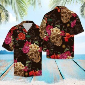 Skull Flower Hawaiian Aloha Hawaiian Shirtss  - Thelegend59