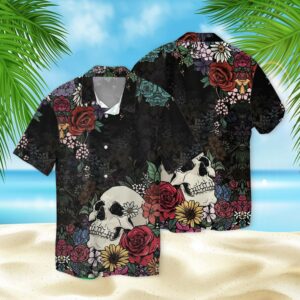 Skull Flowers 3D Hawaiian Shirt  - Thelegend59