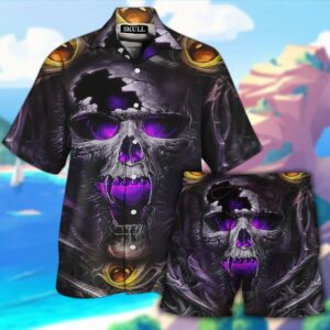 Skull Full Printing Hawaiian Shirt And Short  - Thelegend59