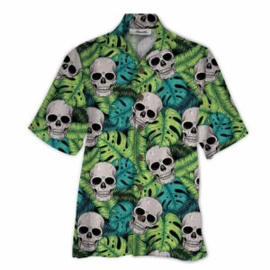 Skull Green Unique Design Unisex Hawaiian Shirt  - Thelegend59