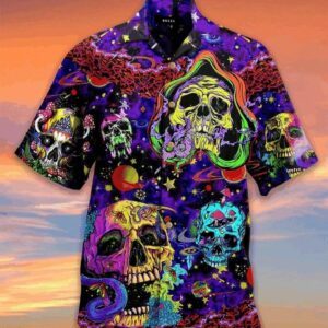 Skull Hippie Multicolor Amazing Design Hawaiian Shirt  - Thelegend59