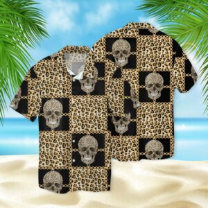 Skull Leopard Pattern 3D Hawaiian Shirt  - Thelegend59