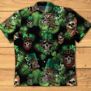 Skull Leprechaun Irish Happy St. Patricks Day Hawaiian Aloha Hawaiian Shirtss  - Thelegend59