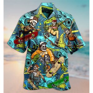 Skull Loves Skate Everyday Hawaiian Aloha Hawaiian Shirtss  - Thelegend59