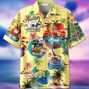 Skull Parasise Love Beach Vintage Hawaiian Aloha Hawaiian Shirtss  - Thelegend59