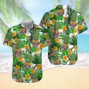 Skull Pineapple Sunglasses Tropical Full Printing Hawaiian Shirts  - Thelegend59