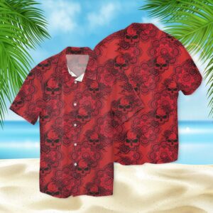 Skull Red Maldala 3D Hawaiian Shirt  - Thelegend59