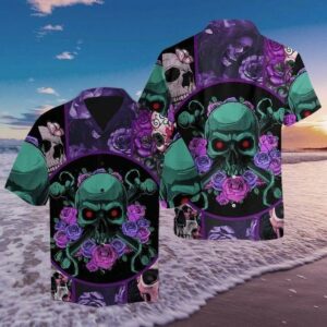 Skull Rose Hawaiian Shirt  Unisex  Full Size  Adult  Colorful  - Thelegend59