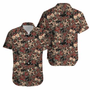Skull Roses Sugar Skull Aloha Hawaiian Shirt  - Thelegend59
