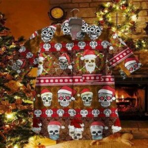.Skull Santa Claws Candy Christmas Hawaiian Aloha Hawaiian Shirtss  - Thelegend59
