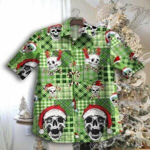 .Skull Santa Claws Green Christmas Hawaiian Aloha Hawaiian Shirtss  - Thelegend59