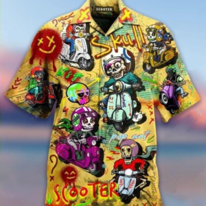 Skull Scooters Hawaiian Shirt  - Thelegend59