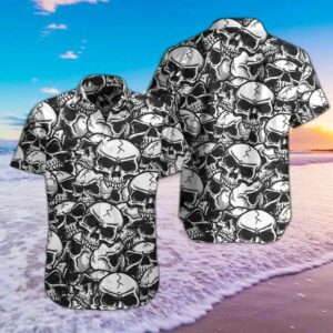 Skull Seamless Pattern Black Best Design Hawaiian Shirt  - Thelegend59