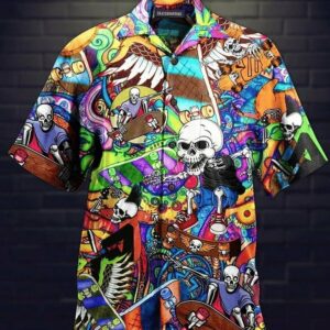 Skull Skateboarding Hawaiian Shirt  - Thelegend59