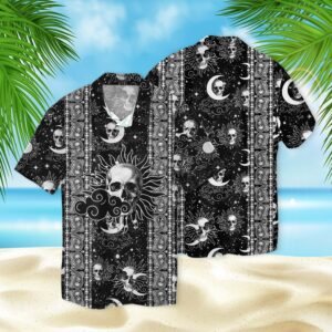Skull Sky Night Pattern 3D Hawaiian Shirt  - Thelegend59