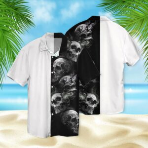 Skull Smoke Illustration Fashion 3D Hawaiian Shirt  - Thelegend59