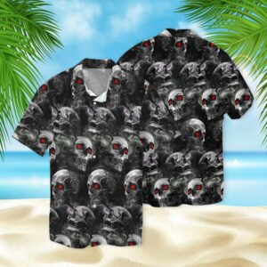 Skull Smoke Red Eyes 3D Hawaiian Shirt  - Thelegend59
