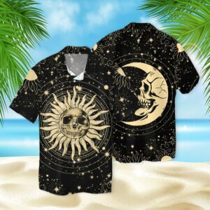 Skull Sun And Moon 3D Hawaiian Shirt  - Thelegend59