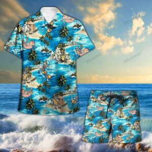 Skull Surfing Summer Aloha Hawaiian Shirts Swim Trunks Beach Shorts  - Thelegend59