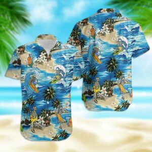Skull Surfing Summer Vibe Tropical Hawaiian Aloha Hawaiian Shirtss  - Thelegend59