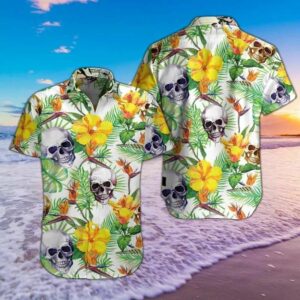 Skull Tropical Flower Colorful Amazing Design Hawaiian Shirt  - Thelegend59