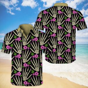 Skull Tropical Hawaiian Graphic Print Short Sleeve  - Thelegend59