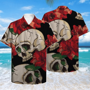 Skull Tropical Hawaiian Ii Graphic Print Short Sleeve  - Thelegend59